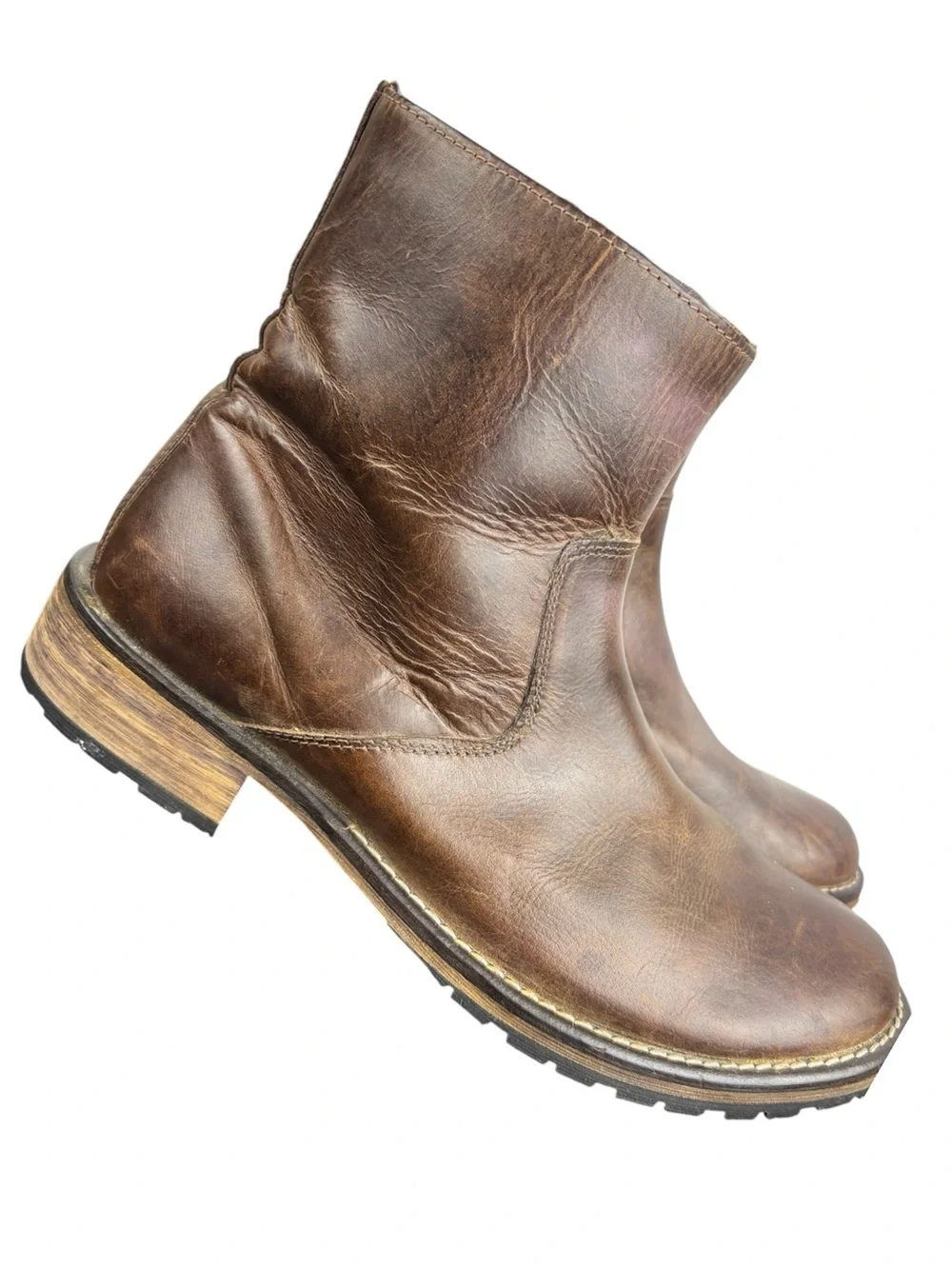 Red Tape Men’s Salisbury Ankle Boots Brown Side Zip Block heel Size 8.5